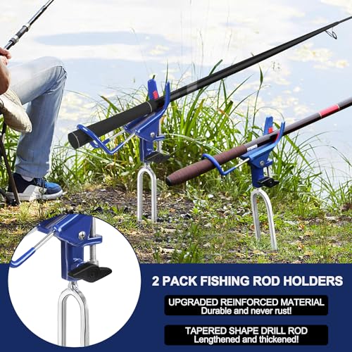 LBW Fishing Rod Holders for Bank - Fishing Pole Holders for Ground, Shore, Beach 360 Degree Adjustable Rod Holders 2 Pack - style: Reinforced Nylon - Basic