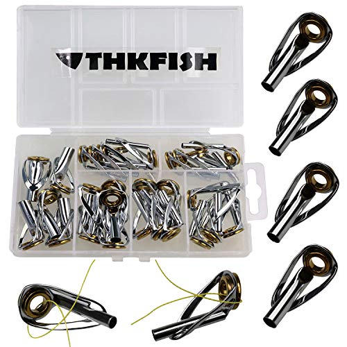 THKFISH Saltwater Rod Tip Repair Kit Heavy Duty Rod Repair Kit Stainless Steel Ceramics Fishing Rod Replacement Tips 30pcs/40pcs - color: 30PCS