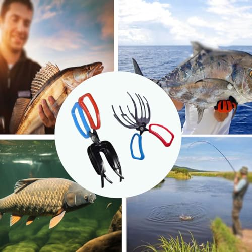 2 Packs Upgrade 3 Claw Metal Fish Gripper, Fishing Pliers Gripper Fish Grabber Tool Multifunctional Metal Fish Control Clamp Forceps Secure Grip on Diverse Freshwater Fish Grip Tackle Holder