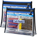 Reaction Tackle Waterproof Clear Tackle Bags, Dive Rated Zipper Submersion Proof Storage for Soft Plastics and Lures, Gusseted and Flat for Boats and Kayaks, 14x9 in Gusset, 2-Pack - size: 14x9 in Gusset, 2-Pack
