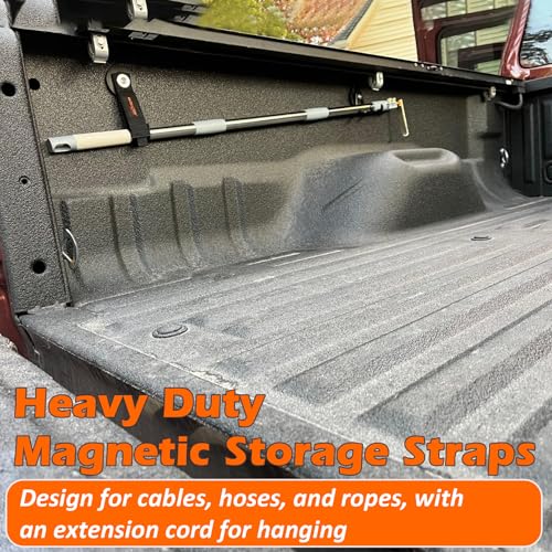 MUTUACTOR Strong Magnetic Hooks,Non-Slip Magnetic Mount Hooks Heavy Duty for Hanging,2PCS Anti-Scratch Garage Storage Hooks Adjust Cable for Garden Hoses Universal Rope Cordless Drills RVs Equipments - style: 1.7in Magnet-Strape 2PCS