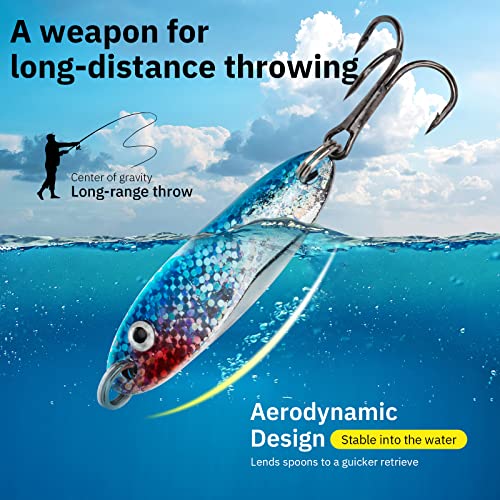THKFISH Fishing Lure Spoons Trout Spoons for Fishing Jigging with Hooks - color: Color 1#, size: ['1/8 oz - 5 pieces']