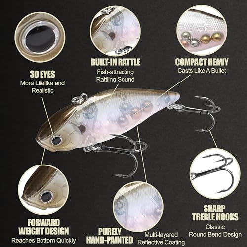 LUCKY CRAFT LV 500 MAX Freshwater Fishing Lures, Sinking Lipless and Long-Casting Crankbait, 3 Inch Vibration Rattle Bait, Perfect Fishing Gear for Tackle Box and Accessories - color: 238 Ghost Minnow