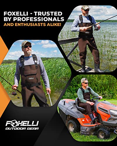 Foxelli Chest Waders, Waterproof 4mm Neoprene Hunting & Fishing Waders for Men & Women with Boots - color: Brown, size: 7