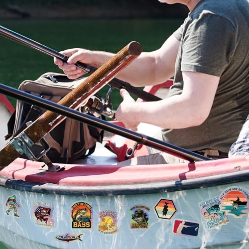 105Pcs Funny Fishing Stickers - Holographic Waterproof Vinyl Decals for Scrapbooks, Laptops, Water Bottles, Tackle Boxes - Ideal Gift for Fishermen, Dad, Fishing Lovers - style: Funny Fishing Stickers