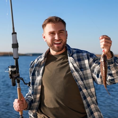 12 Pcs Fishing Rod Sleeves and Lure Wraps Fishing Rod Socks Pole Covers with Lanyard and 5.91 Inch Lure Covers for Fly, Casting, Sea Fish Rods Protector (Grey) - color: Grey