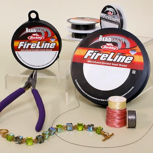 The Beadsmith Fireline by Berkley – Micro-Fused Braided Thread – 6lb. Test, .006”/.15mm Diameter, 300 Yard Spool, Smoke Grey – Super Strong Stringing Material for Jewelry Making and Bead Weaving - color: Smoke Grey, size: 6lb, .006”, 300 yard