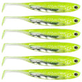 Dr.Fish Paddle Tail Swimbaits, Soft Fishing Lures for Bass Fishing 2.75-4.75 Inches, Freshwater & Saltwater Soft Plastic Baits Swim Shad Bait Minnow Lures Drop Shot - color: Chartreuse, size: 3.93"-5 Pack