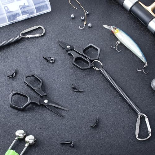 Fishing Scissors Braid Line Cutter with Coiled Lanyard for Freshwater/Saltwater(2 Pcs)