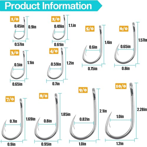 Saltwater Circle Hooks,50 Packs Strong Stainless Steel Fishing Hooks Live Bait Fish Hook Jig Catfish Hook 1/0-10/0 - size: 4/0 - 50 PACK