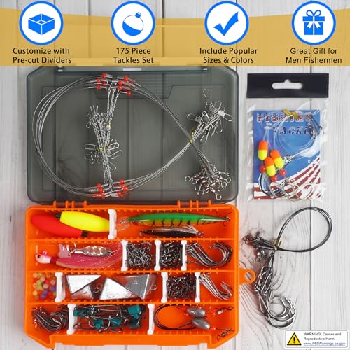 Saltwater Gear Surf Fishing Tackle Kit, Include Saltwater Lures, Pyramid Sinker Weights, Bucktail Jigs, Spoons, Leader Rigs, Catfish Hooks Swivels, Pier Ocean Sea Surf Fishing Freshwater Accessories
