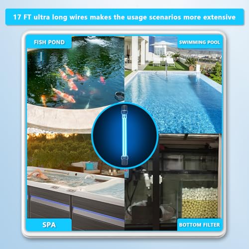 32W Aquarium UV Light for 200-3000 Gallon, UV Pond Water Clarifier for Koi Pond, Swimming Pool, Spa, Large Fish Tank, Cold Plunge UV Light for Pond Algae Control - size: 32W/For 3000 Gallon