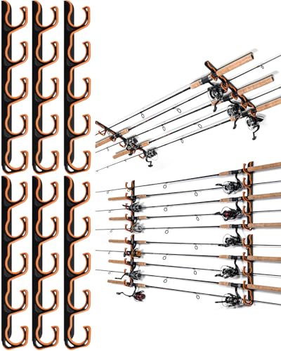 Ghosthorn Fishing Rod Holders for Garage Fishing Pole Holders Ceiling or Wall Mounted Fishing Rod Rack garage Storage Organizer Fishing Gear Equipment for Men Women (Orange, 3 Packs) - size: 3 packs holds up 15 rods, style: Orange