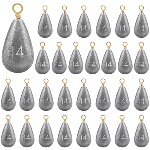 30pcs Bass Casting Drop Shot Sinker Weights Lead Bell Fishing Weights Sinkers with Brass Swivel for Catfish Saltwater Freshwater - size: 1/2oz-30pcs