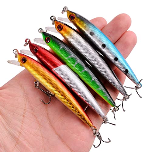 Aorace Fishing Lures Kit Mixed Including Minnow Popper Crank Baits with Hooks for Saltwater Freshwater Trout Bass Salmon Fishing - color: Item-G 68pcs