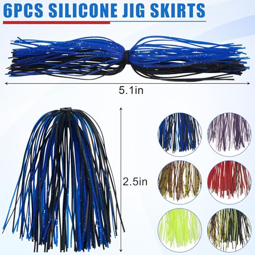 Bass Fishing Lures Kit Include Weedless Football Swim Jigs, Spinner Bait Skirts, Craw Soft Plastic Worms Grub Bait Set Fishing Lures for Bass Trout
