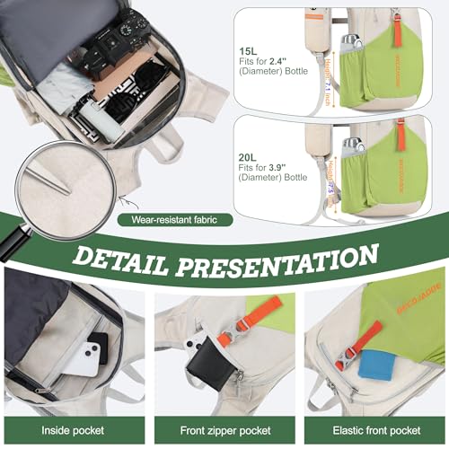BECOJADDE 15L Small Hiking Backpack for Men Women Foldable Packable Back Pack Ultralight Hiking Daypack for Travel Camping Outdoor, Beige Green - color: Beige Green, size: 15L