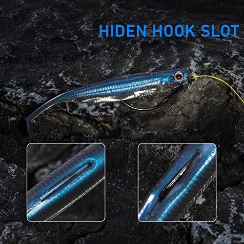 Dr.Fish Paddle Tail Swimbaits, Soft Fishing Lures for Bass Fishing 2.75-4.75 Inches, Freshwater & Saltwater Soft Plastic Baits Swim Shad Bait Minnow Lures Drop Shot - color: Coffee, size: 3.06"-6 Pack