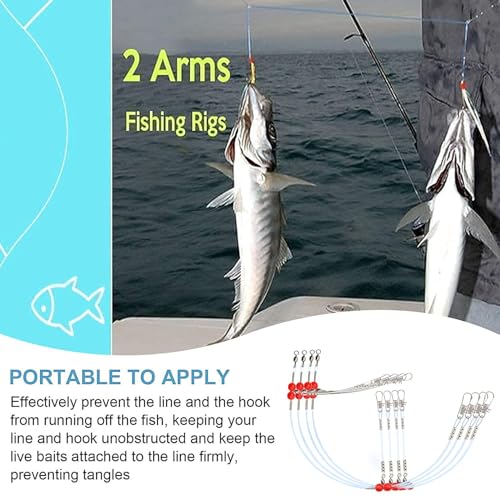 YOTO Fishing Leaders,Saltwater Tackle Rig with Swivels Snap, High-Strength Fishing Wire Gear Equipment for Lures Bait Or Hooks,1Arm and 2Arm - color: Blue Nylon Leaders, style: 1arm，12pack