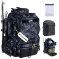 Goture Fishing Backpack, 900D Water-Resistant Tackle Backpack with Rod Holders, 45L Large Fishing Bag Storage Gear Tackle Bag with 8 Lure Pockets, Rain Cover for Camping Hiking(Without Tackle Box) - color: 45L Camo with 8 Lure Pockets