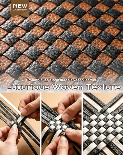 Trendy Woven Checkered Crossbody Bum Bag for Women，PU Leather Checkered Purse Fanny Packs Belt Bag (Woven Bum Bag - Black-Brown) - color: Woven Bum Bag - Black-Brown