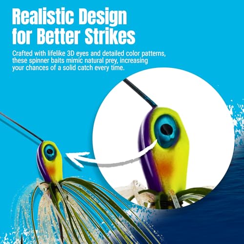 Reaction Tackle Spinner Bait, Compact Profile Fishing Lure with Flash and Vibration for Bass, Trout, Pike, Salmon and Walleye (3-Pack) - color: White Chartreuse, size: 3/8 Oz