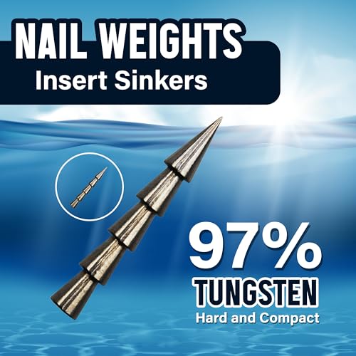 Reaction Tackle Tungsten Nail Weights for Bass Fishing - Insert Sinkers for Wacky Rig, Neko Rig and Soft Plastic Lures - Freshwater and Saltwater - 25-Pack - size: 40 Piece Kit