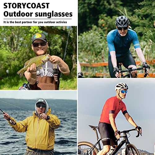 STORYCOAST Polarized Sports Sunglasses for Men Women Unbreakable Frame Cycling Fishing Driving - color: Black Frame-photochromic Lens