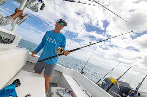 HUK Men's Pursuit Vented Long Sleeve Fishing Shirt (+30 UPF) - color: Skipper Blue, size: Small