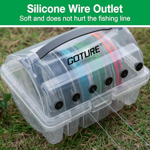 Goture Fishing Line Storage Box 1/2Pcs, 6(2 Large + 4 Standard) Slots Fishing Line Case, PP Clear Visibility Fishing Line Organizer, Silicone Holes Line Spool Box - style: 4Pcs - 6 Slots Spool Storage Box