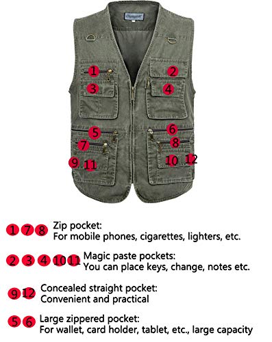 Flygo Men's Vest Plus Size 16 Pockets Leisure Outdoor Lightweight Fishing Photo Journalist Vest - color: Blue, size: Small