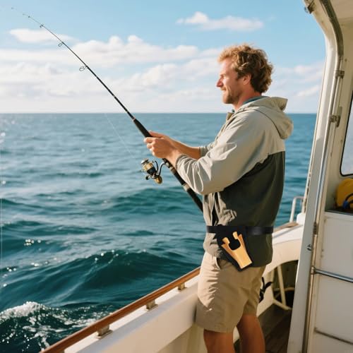 Slide-in Fishing Rod Hip Holster: 2pcs Hands-Free Waist Rod Holder Pole Gear with Stash Pocket for Fly & Bank Fishing - color: Black