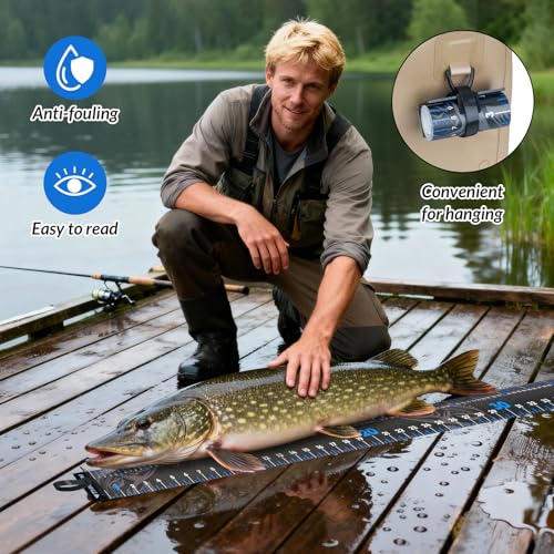 THKFISH 59 * 3.15" Fish Ruler with Measuring Board, Portable Waterproof Roll Up Fish Tape Measure for Boat, Kayak, Yacht and Workbench - color: Black-3.15" wide