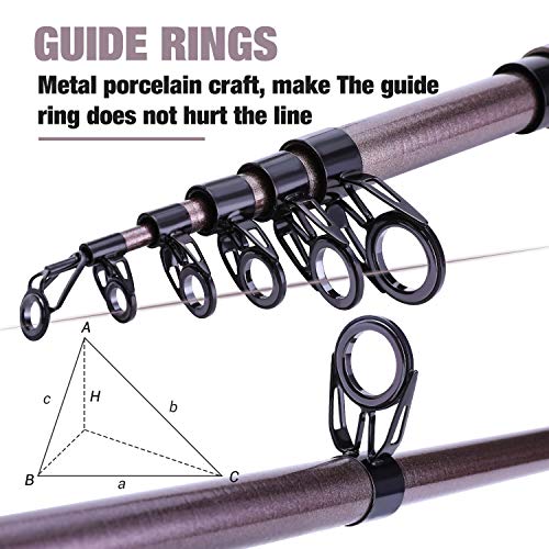 Sougayilang Telescopic Fishing Rod - 24 Ton Carbon Fiber,CNC Machined Reel Seat, Comfortable EVA Handle, Travel Fishing Rod for Bass Trout Fishing - color: SILVER, size: 6.9 ft
