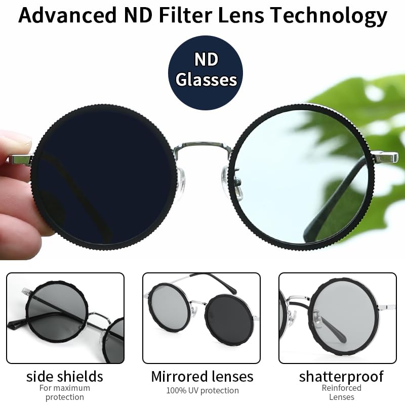 1-9 Gears Adjustable Sunglasses for Men Fishing Uv405 Round Polarized Filter