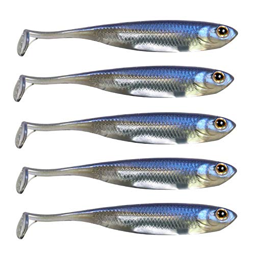 QualyQualy Soft Plastic Swimbait Paddle Tail Shad Lure Soft Bass Shad Bait Minnow Paddle Tail Swim Bait for Bass Trout Walleye Crappie - 2.75in, 3.14in, 3.94in, 5in - color: 1#, size: 3.14in - 6Pcs