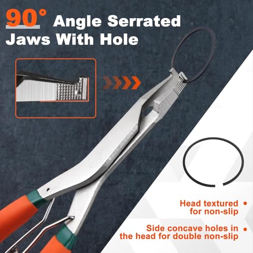 SPEEDWOX 9 inch Angle Tip Lock Ring Pliers with Hole Special Circlip Plier Angle Tip Retaining Ring Pliers Snap Ring Pliers Ring Removal Tool C-clip for Removing Installing Gearshift Locking Rings - style: 9 inch with Hole