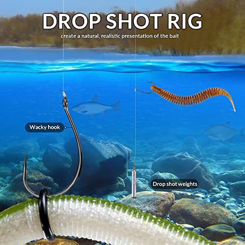 THKFISH Fishing Weights Sinkers Set, 28PCS Fishing Sinker Drop Shot Weights Kit,Drop Shot Rig Wacky Hooks for Saltwater Freshwater Bass Fishing - size: F-123pcs-Tackle Kit