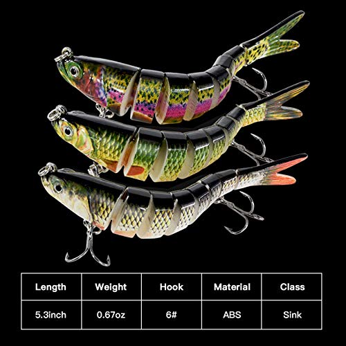 Fishing Lures for Bass Trout Topwater Multi Jointed Swimbaits Slow Sinking Bionic Swimming Lures Bass Freshwater Saltwater Bass Lifelike Fishing Lures Kit - color: Combo D