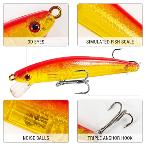 Fishing Lures Large Hard Bait Minnow VIB Lure with Treble Hook Life-Like Swimbait Fishing Bait Popper Crankbait Vibe Sinking Lure for Bass Trout Walleye Redfish - color: 10pcs 10cm/8.5g