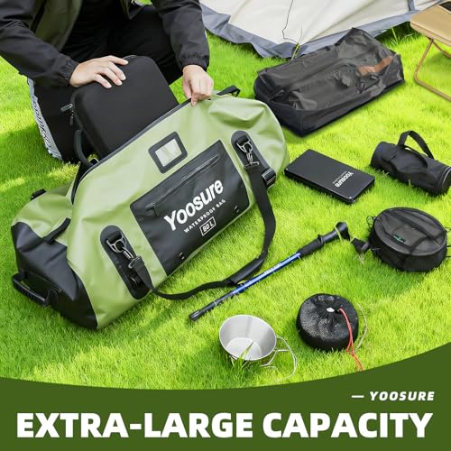 80L Waterproof Duffel Bag Motorcycle Dry Bag Backpack, Waterproof Zippered Bags with Backpack Spacer Pad for Kayaking Rafting Boating Canoeing Camping Paddle Beach (Yellow) - color: Yellow
