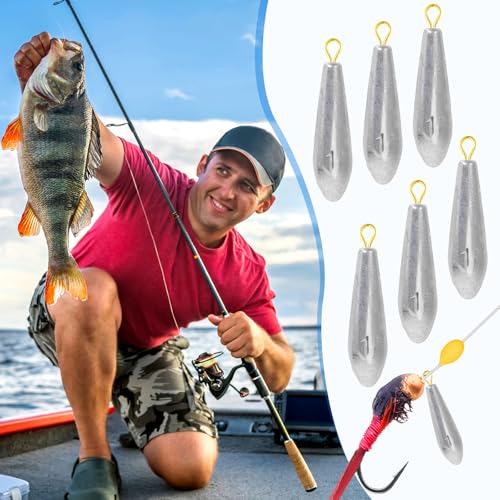 Landhoow Drop Shot Fishing Sinker Weights Kit Freshwater Catfishing Fishing Sinker Bass Casting Removable Line Saltwater Streamlined Snap Weight for Trolling Surf Tackle - size: 1 oz