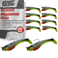 Mackinaw Shad Pre Rigged Swimbait, Paddle Tail Swim Baits, Ready to Fish Soft Plastic Swimbaits, Swim Baits for Bass Fishing, Saltwater Fishing Lures and Freshwater Fishing Lures - color: Black Chartreuse