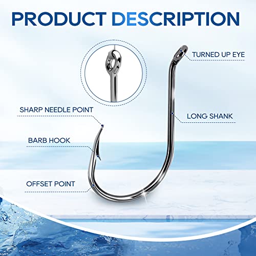 UCEC Fishing Hooks Octopus Hooks for Saltwater Freshwater High Carbon Steel Offset Circle Octopus Catfish Hooks for Catfish Trout Fishing Size 1/0 3/0 5/0, 50pcs/Box - size: 3/0