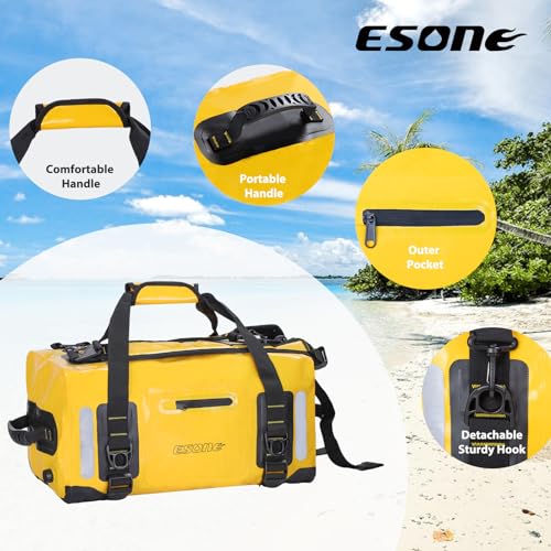 ESONE Dry Bags Waterproof Backpack for Men/Women Dry Bags for Kayaking Waterproof Backpack for Travel Dry Bag Backpack Waterproof Duffel Bag Applicable Boating Camping Paddle Board Surfing（40L） - color: Yellow, size: 40L