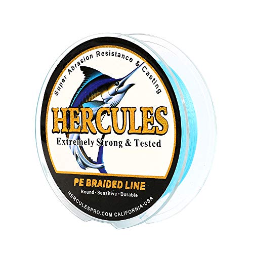 HERCULES Cost-Effective Super Cast 8 Strands Braided Fishing Line 10LB to 300LB Test for Salt-Water,109/328/547/1094 Yards(100M/300M/500M/1000M),Diam.#0.12MM-1.2MM,Hi-Grade Performance,Variety Colors - color: Blue, size: 20LB-0.20MM-328YDS(300M)-8 STRANDS