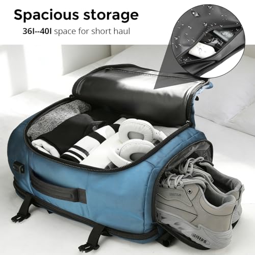 Swissdigital Design Travel Backpack 40L,TSA Friendly Flight Approved Carry-on Luggage Hand,with USB Charging Port Large Weekender Bag Fits 17 Inch Laptop Backpack Blue | SD1756-30 - color: Blue