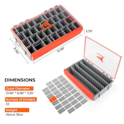 KastKing HyperSeal Waterproof Tackle Box, 3700 Deep Tackle Trays, Fishing Tackle Box Organizer With Removable Dividers, Fishing Gear & Fishing Accessories Storage, 2 Packs - size: 3700 Deep(2 Packs with compartment)