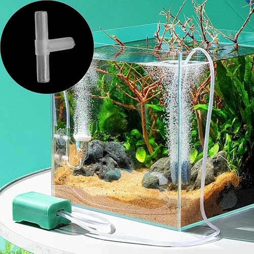 100PCS Aquarium Air Line Connectors, Plastic Valve Fittings, Inline Straight and T Joints for Fish Tank Pump Tubing - size: Straight and T Type