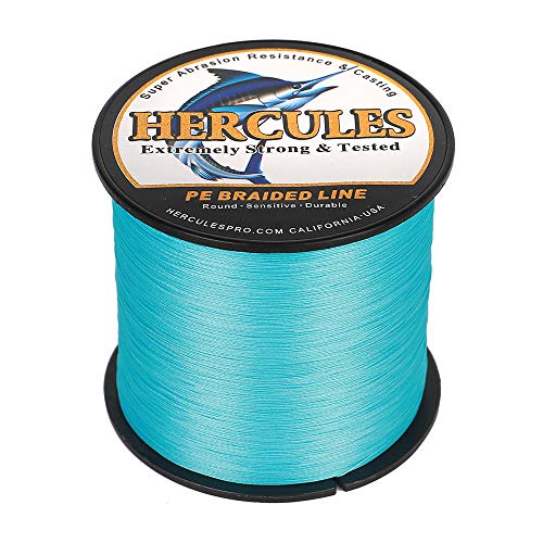 HERCULES Cost-Effective Super Cast 8 Strands Braided Fishing Line 10LB to 300LB Test for Salt-Water,109/328/547/1094 Yards(100M/300M/500M/1000M),Diam.#0.12MM-1.2MM,Hi-Grade Performance,Variety Colors - color: Blue, size: 10LB-0.12MM-2187YDS(2000M)-8 STRAN